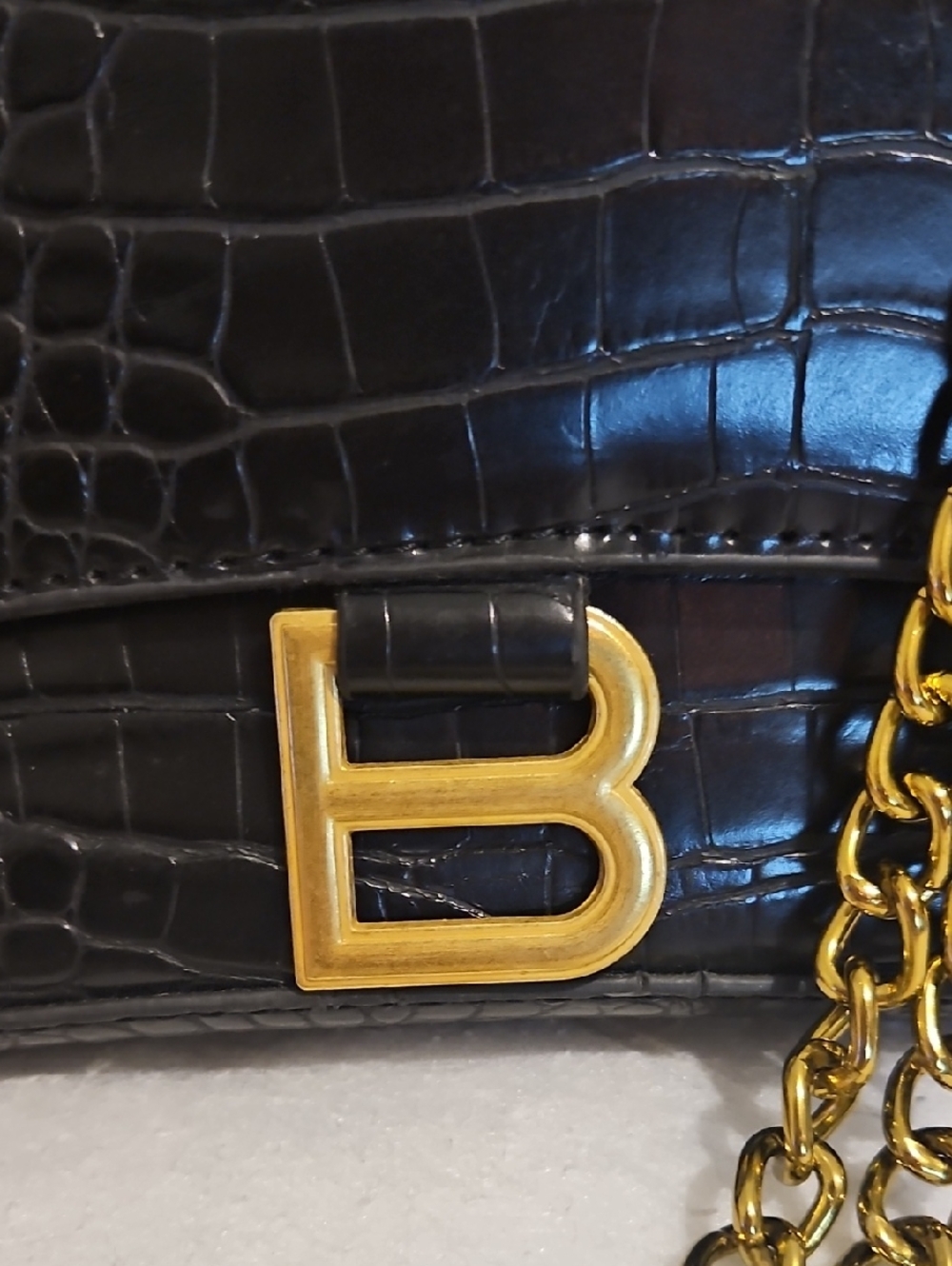 "Balenciaga Crush" Croc Embossed Crossbody Shoulder Bag Size Small - Picture 3 of 5